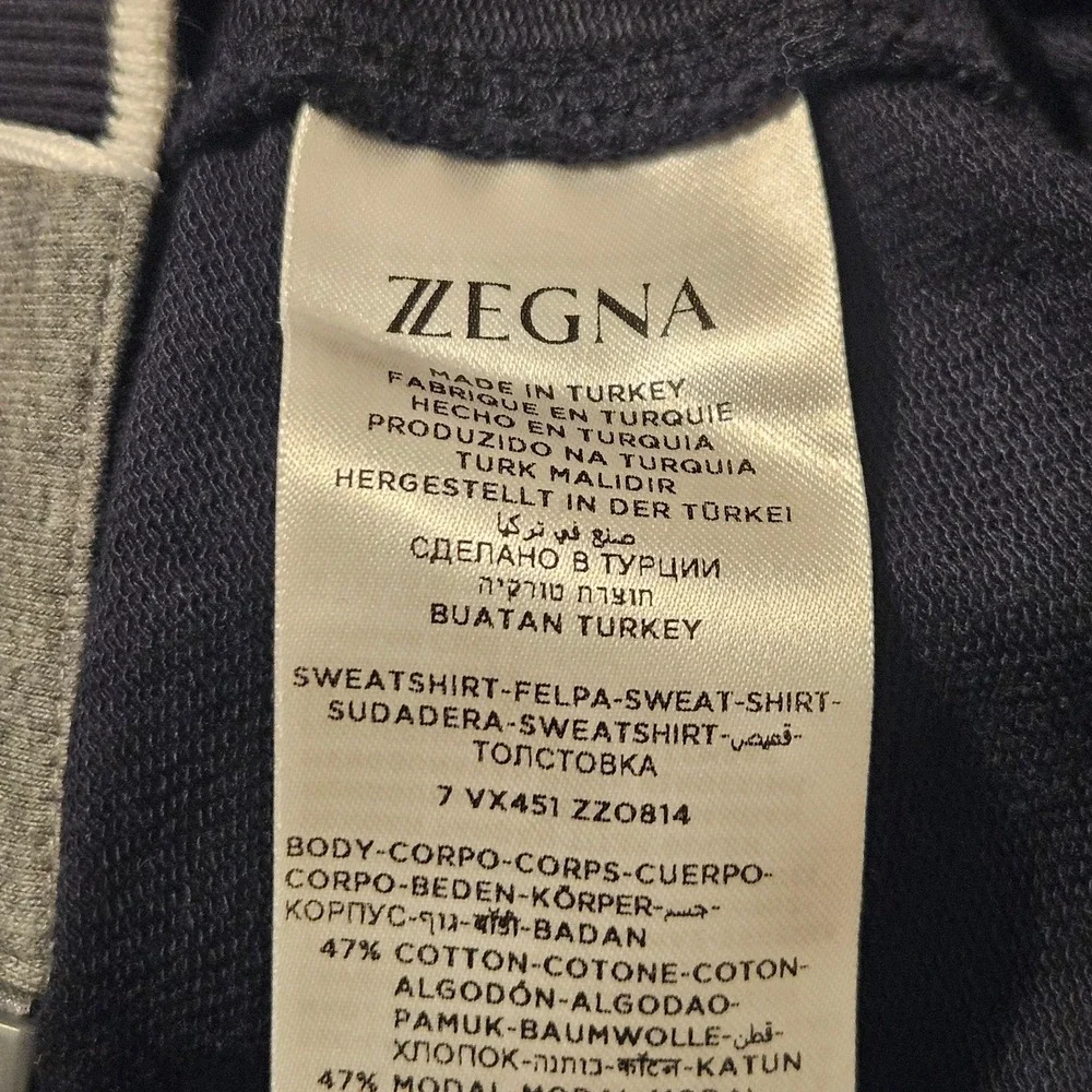 Z Zegna Mens Navy Blue Grey Full Zip Track Jacket Stretch Men's Size Medium